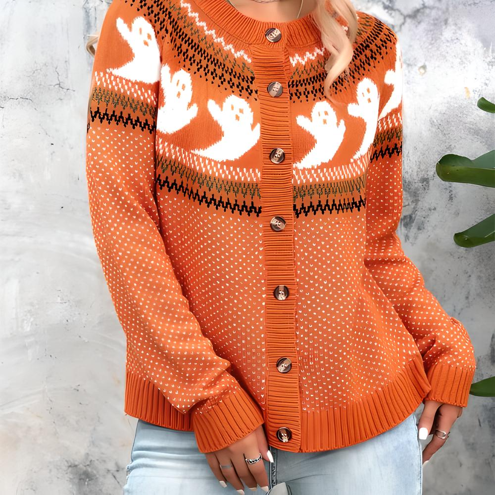 Halloween Ghost Pattern Sweater